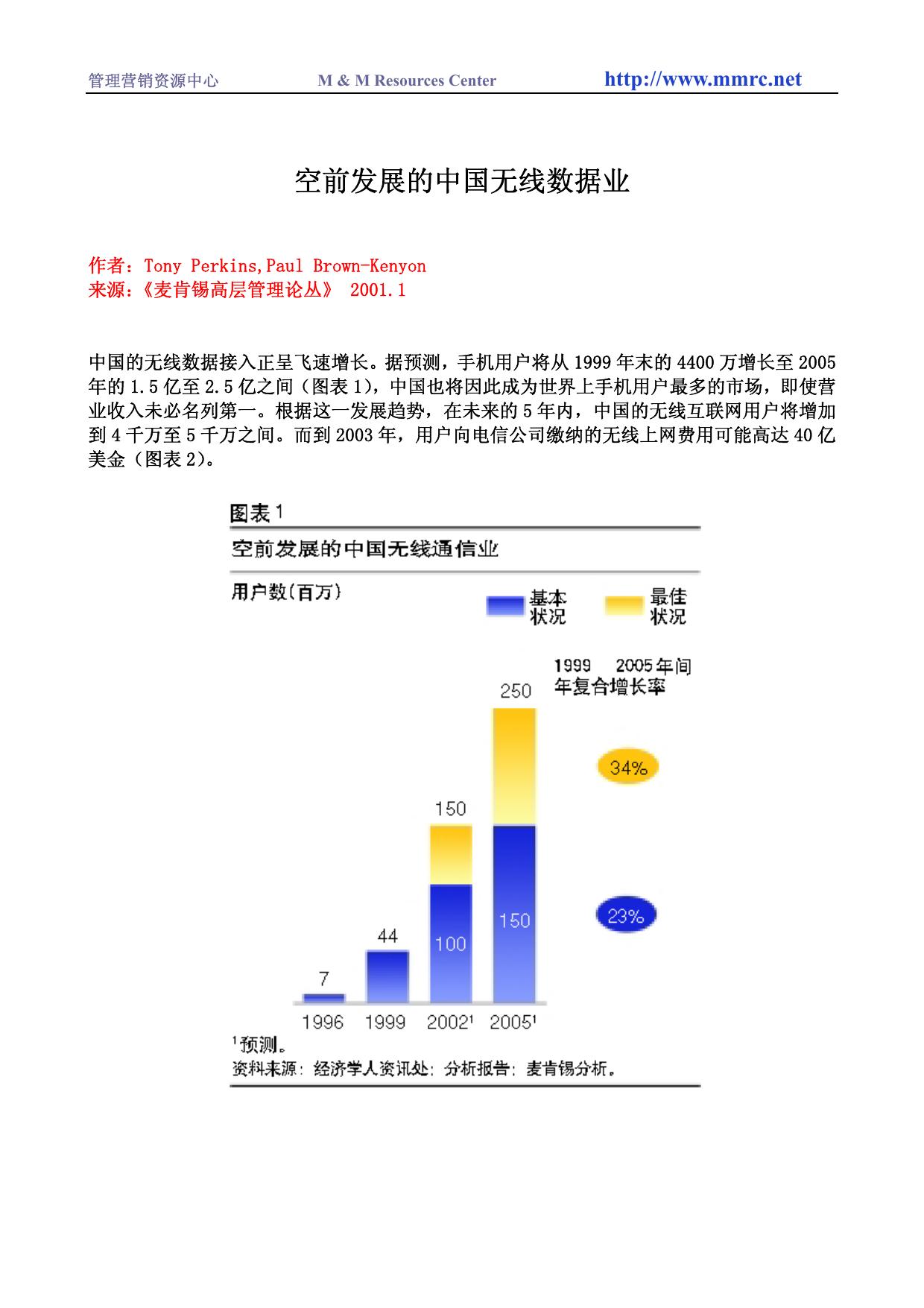 空前发展的中国无线数据业